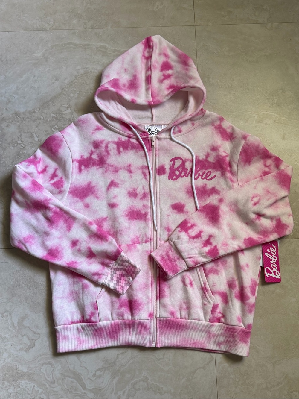 Barbie Pink Tie-Dye Zip Hoodie Women’s Size Medium